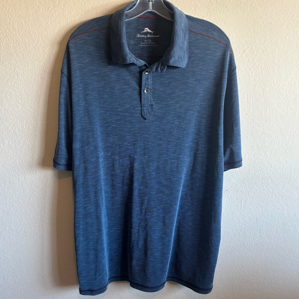 Tommy Bahama Polo Shirt Mens XL Blue Performance Tencel Blend Casual Golf Top